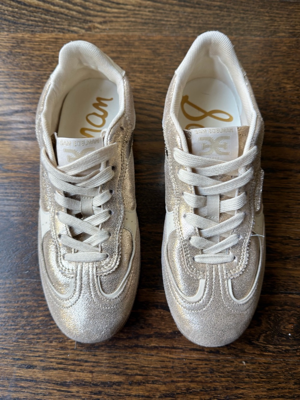 Sam Edelman Gold Leather Sneakers - Women's